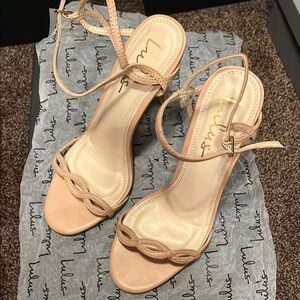 Lulu's pale pink/tan Stiletto Heels with Ankle Strap